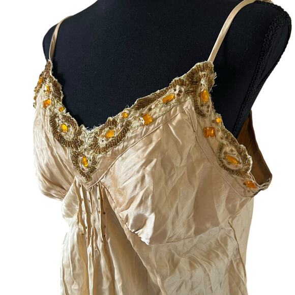 Bisou Bisou Women’s 90s Y2K Babydoll Tank Top Gold Side Large - Picture 3 of 8